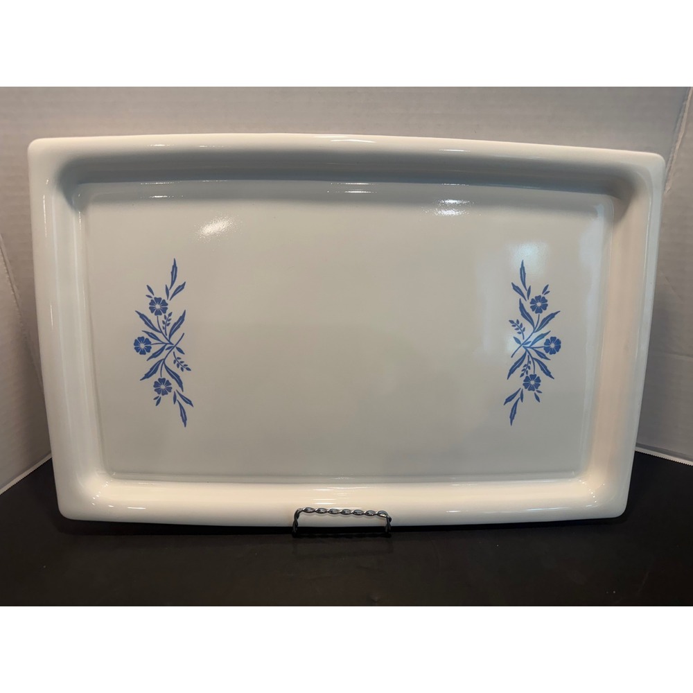 Vintage Corning Ware Blue Cornflower P-35-B Broil Bake Tray Platter 16.5 Inch